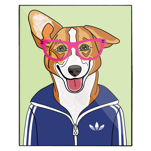 Corgi print on frame
